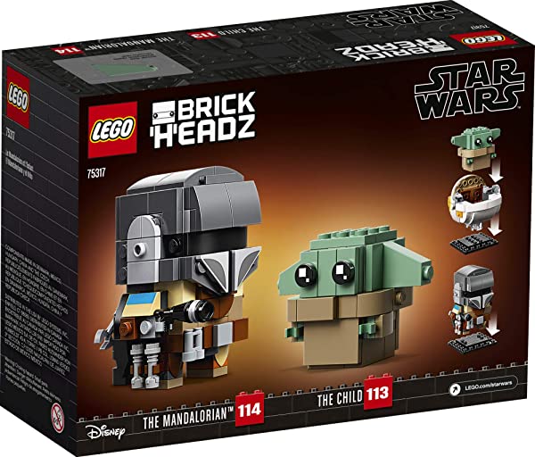 LEGO BrickHeadz set featuring The Mandalorian and Grogu from Star Wars, perfect for fans.