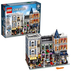 Vibrant LEGO Creator Expert Urban Corner Set with detailed buildings and lively minifigures.