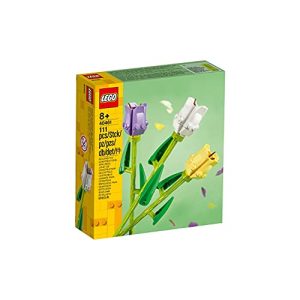 Vibrant LEGO Floral Set with three colorful flowers for creative building, ages 8 and up.