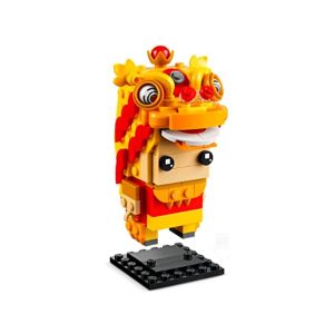 Colorful lion dance figure made of bricks, perfect for collectors and cultural celebrations.